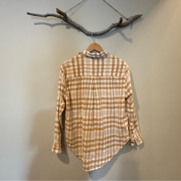 Billabong So Stoked Button-Down Flannel Shirt in Tan and White - Picture 7 of 14